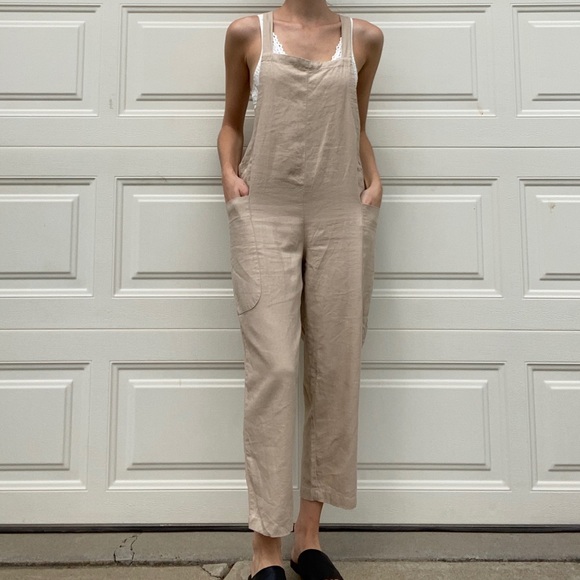 Forever 21 Pants - Forever 21 Beige Loose Fit Overalls